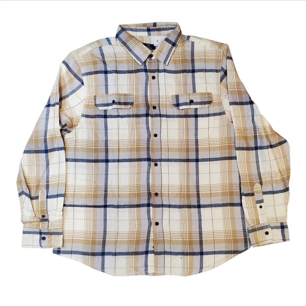 George Men's Long Sleeve Plaid Flannel Shirt Size XLarge